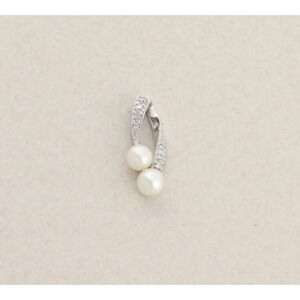 Pendant Only 10K White Gold Freshwater Pearl and Diamond Pendant